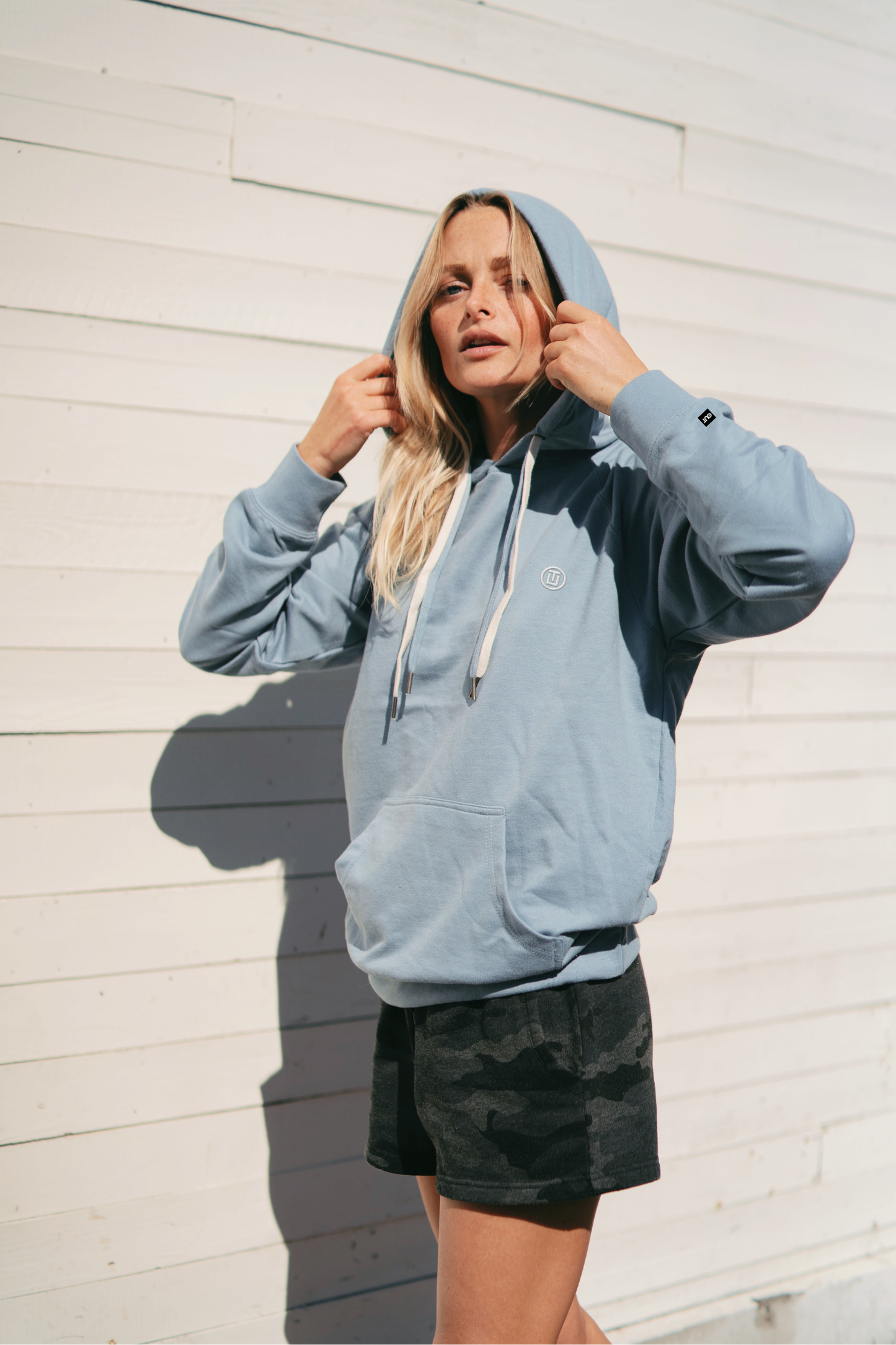 Icon Loopback Terry Hooded Sweatshirt (white logo)