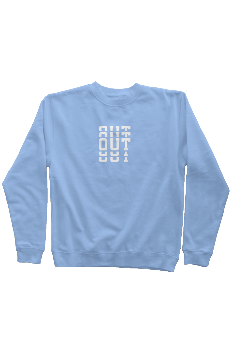 Light blue repeated out design with left arm logo Independent Pigment Dyed Crew Neck