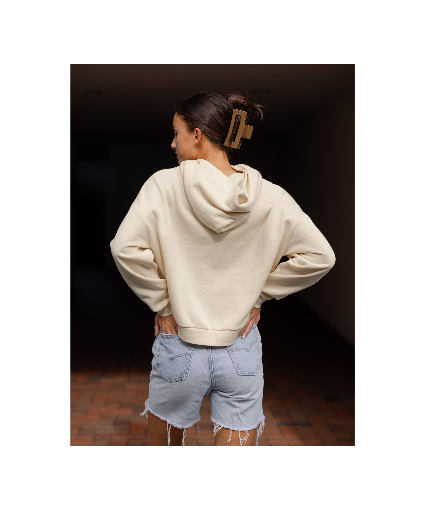 OUT hip height embroidered hoodie