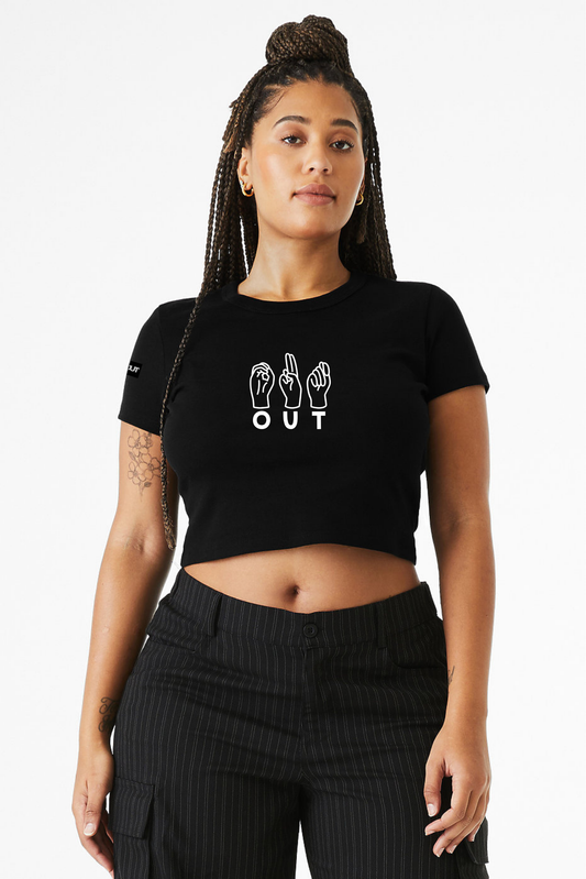 OUT Sign Statement Crop Tee