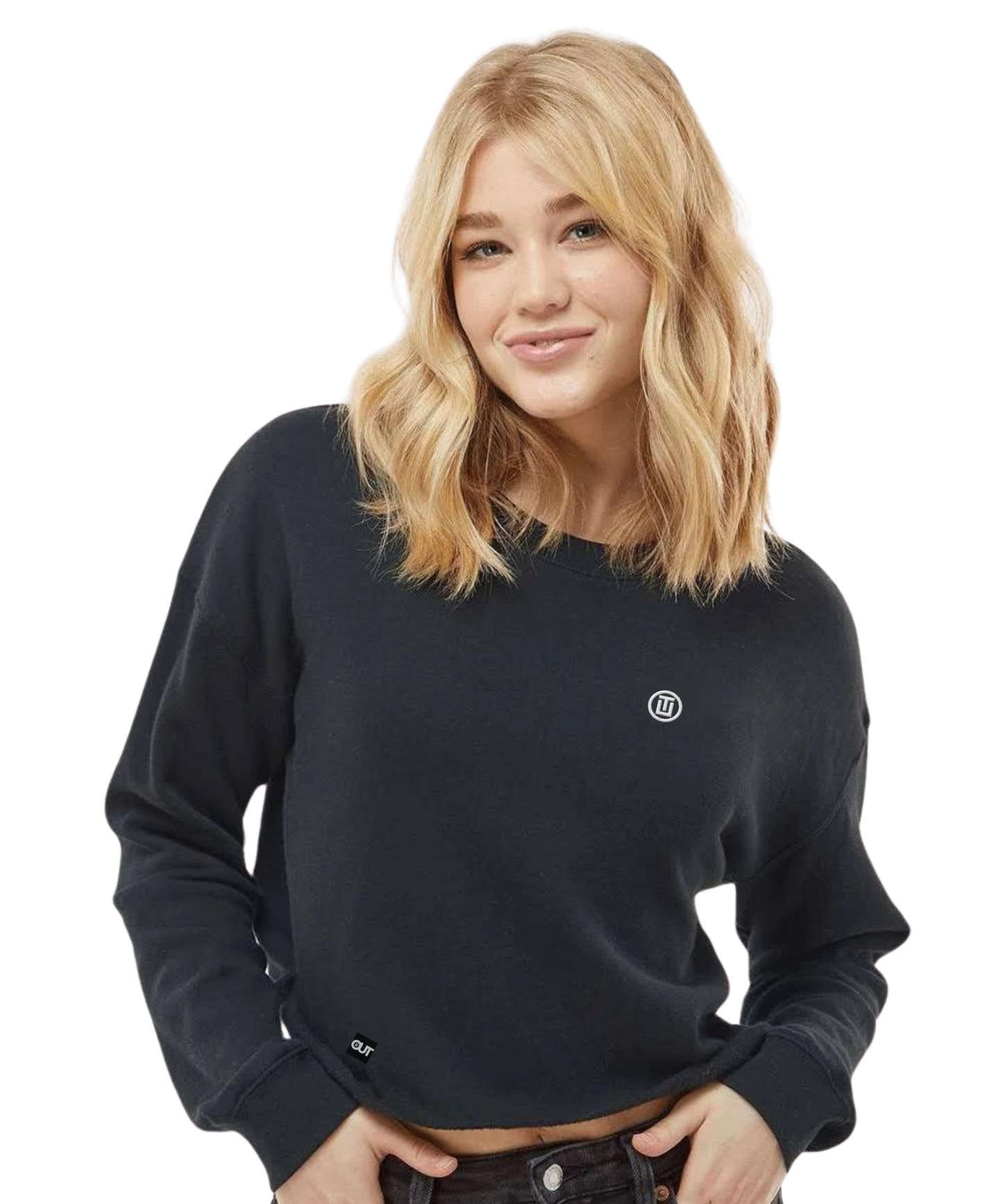 Embroidered Lightweight Cropped Crew