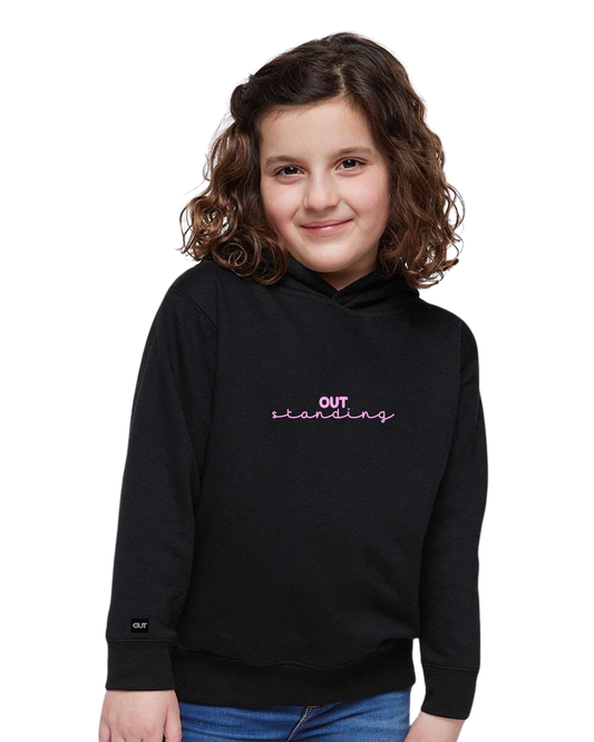kids fleece pullover hoodie (pink outstanding)